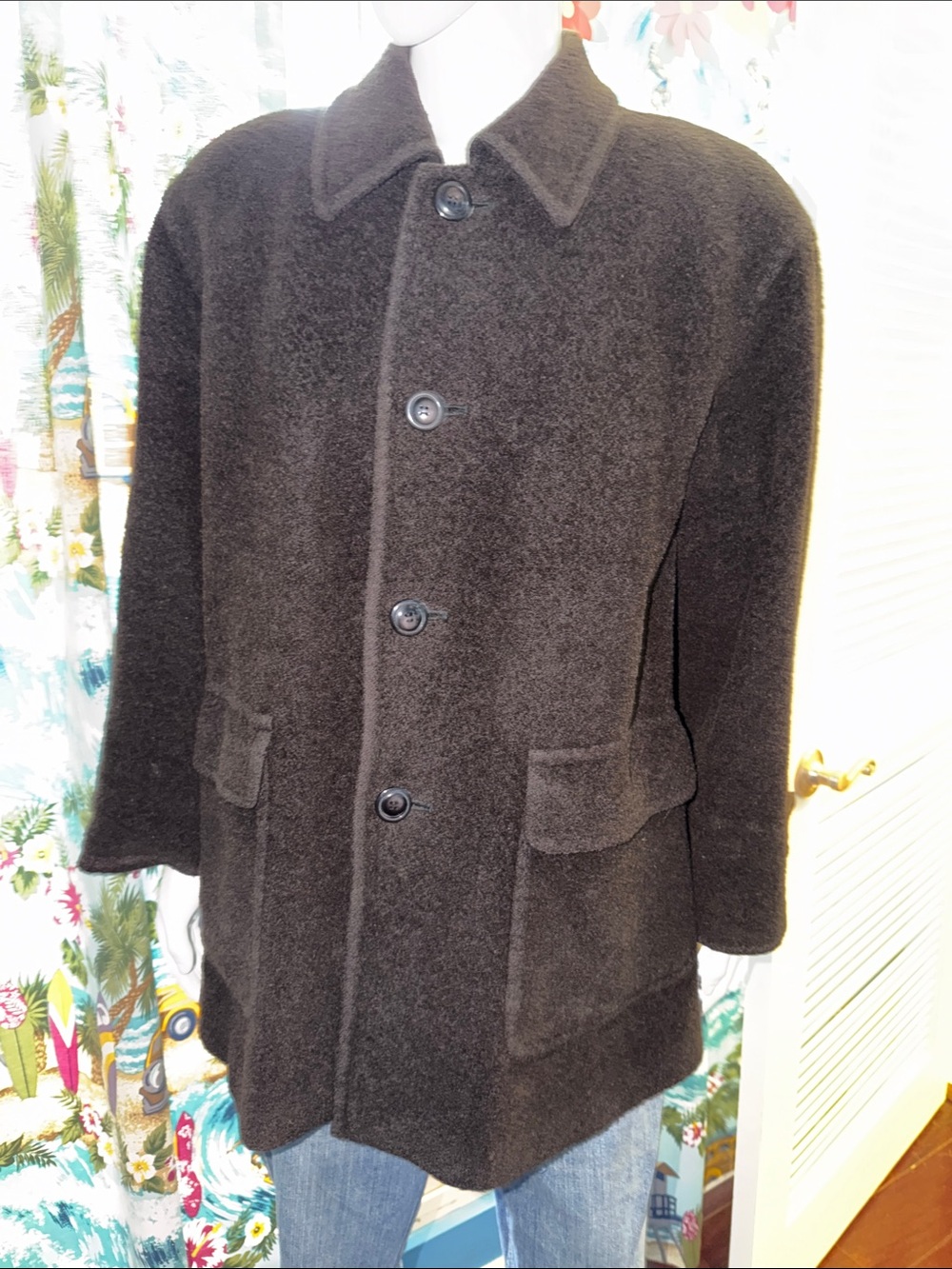 Men's Romance Deluxe of New York Chocolate Rare Super Fine Alpaca Wool Coat